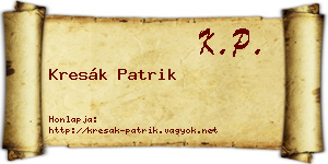 Kresák Patrik névjegykártya