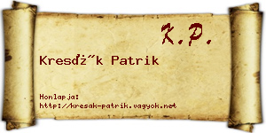Kresák Patrik névjegykártya